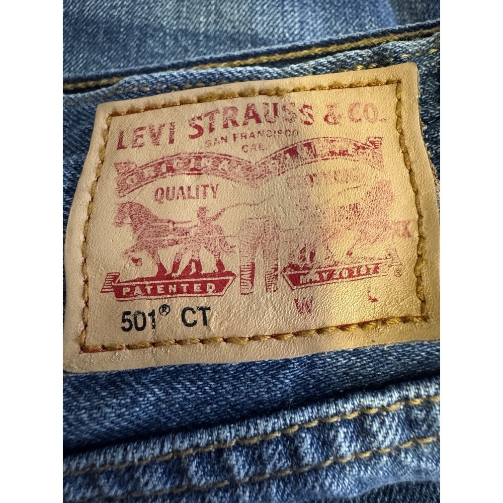 Levis 501 CT Jeans Womens 31 Actual 35x28 Tapered Boyfriend Blue Denim